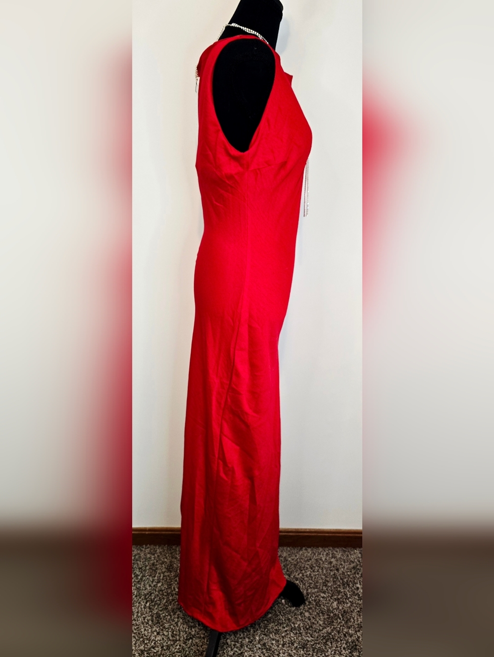 Missguided Red Maxi Dress Sleeveless Bodycon Formal Evening NWT Sz L Prom - Picture 5 of 12